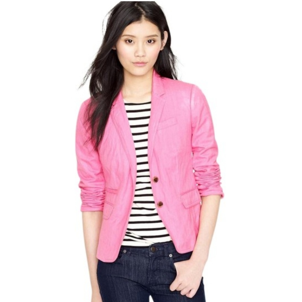 J Crew Pink Schoolboy Blazer Jacket Size 2 EUC